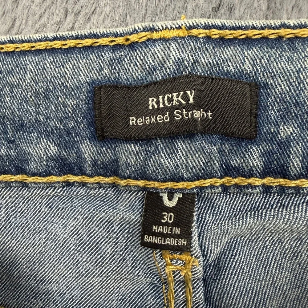 True Religion Ricky Relaxed Straight Jeans Mens 30 Medium Wash Blue 10528